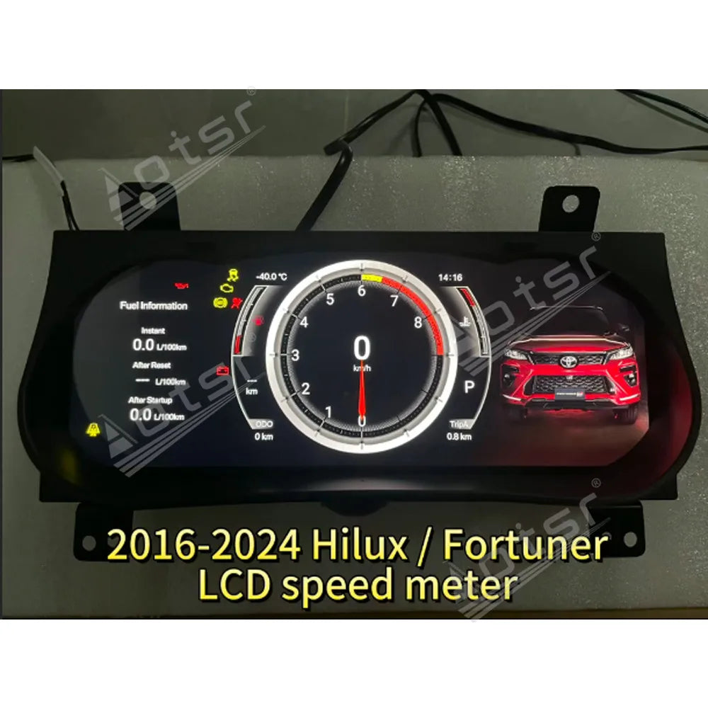 12.3 Inch Car LCD Digital Cluster For Toyota Hilux 2016-2024 Dashboard Virtual Cockpit Instrument Auto Speed Meter Ai Screen