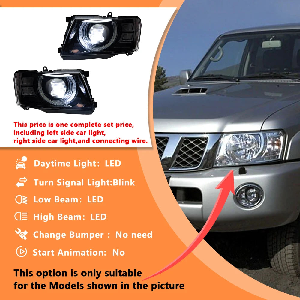 LED Auto Headlight Assembly For Nissan Patrol Y61 2005-2013 Upgrade Plug and Play Projector Lens Car Front lamps Accessories
