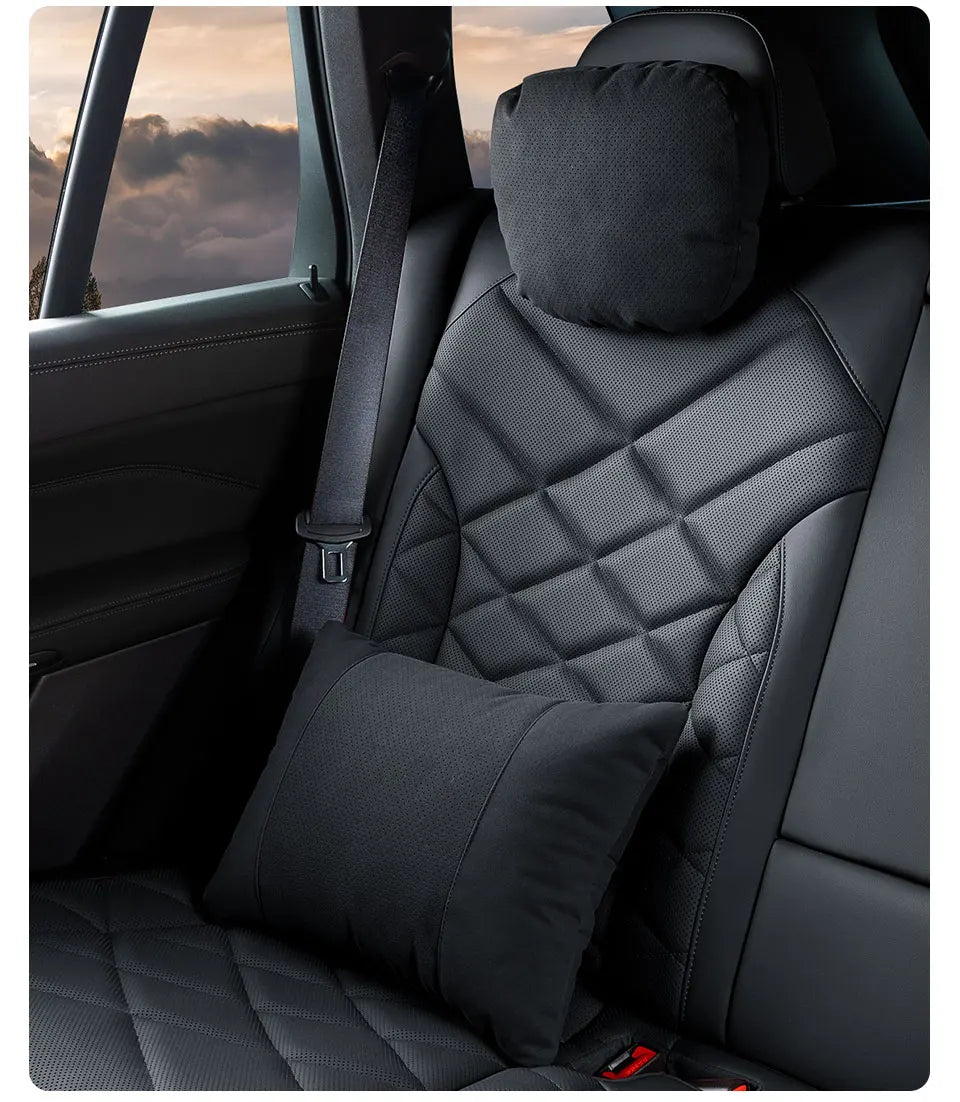 Suede Car Neck Pillow Headrest/Lumbar Support For BAIC JISHI polestone 01 Rox 01 Breathable Cotton Waist Cushion Accessories