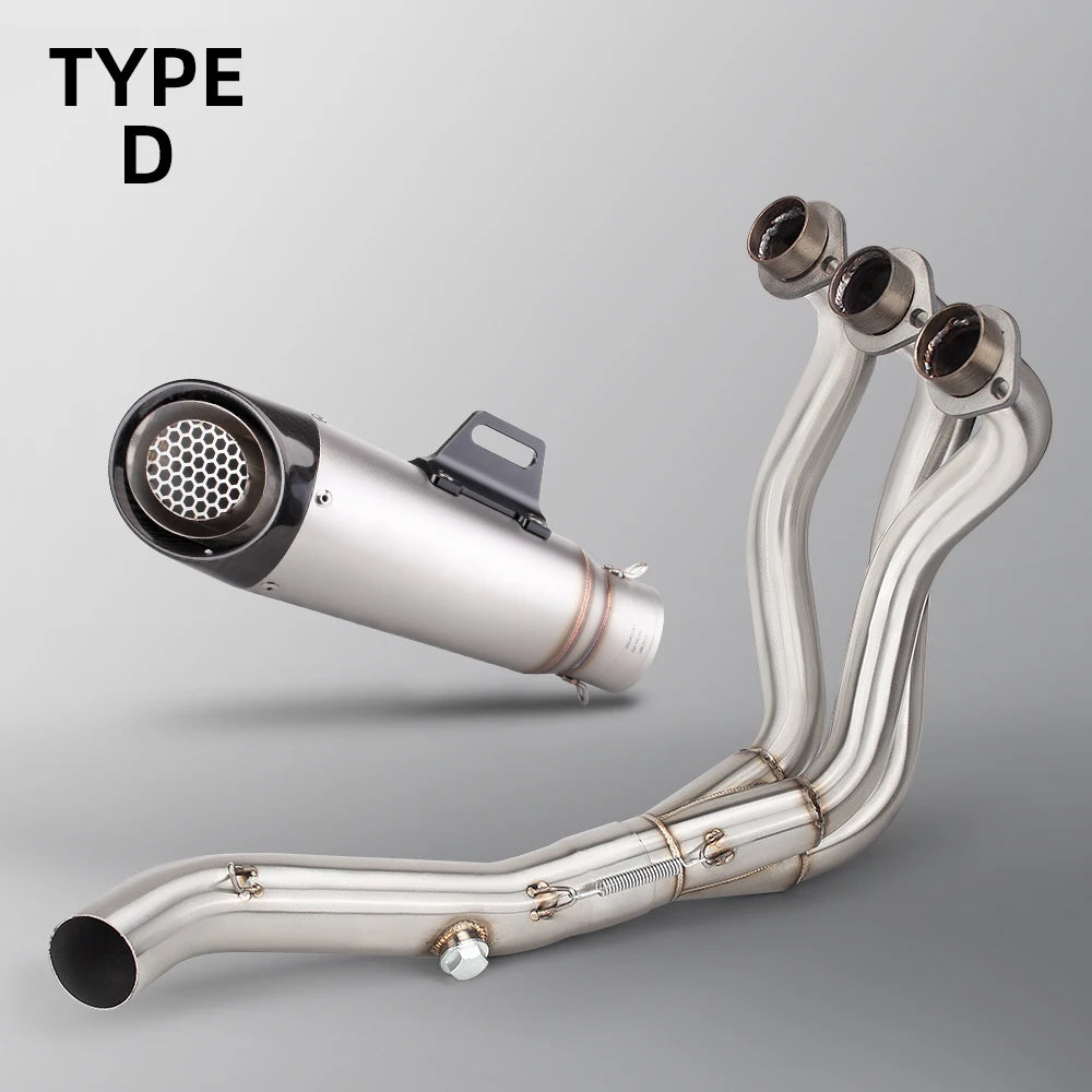 Full System For Yamaha MT09 FZ09 XSR900 Tracer900/GT 2014-2020 Motorcycle Exhaust Three Layer Carbon Muffler Front Link Pipe Kit