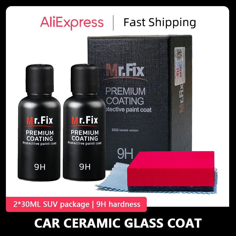 Mr Fix 9H Paint Care Car Polish Liquid Glass Ceramic Coat Anti-scratch Auto Detailing Glasscoat Super Hydrophobic Glass Coating