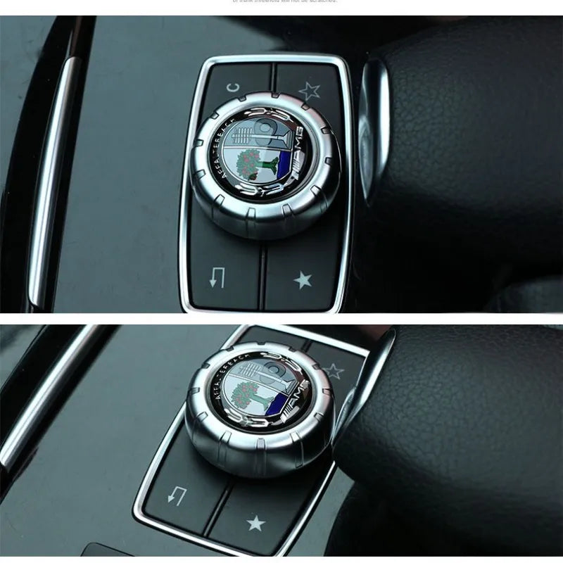 29mm Aluminum Car Multimedia Knob Badge Stickers DMTANZST for Mercedes-benz AMG W203 CLA CLS W212 W213 W176 Interior Mouldings