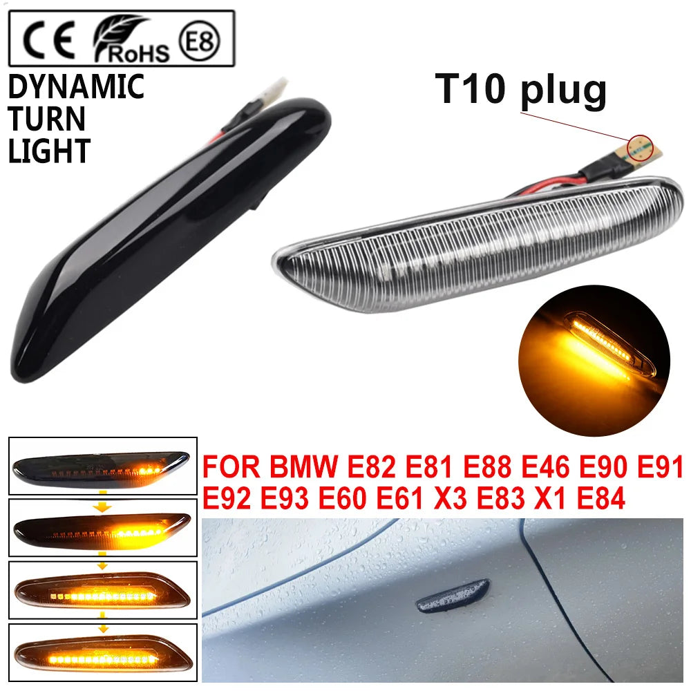 Sequential Flashing LED Turn Signal Side Marker Light For BMW E60 E61 E90 E91 E87 E81 E83 E84 E88 E92 E93 E82 E46 1 3 5 Series