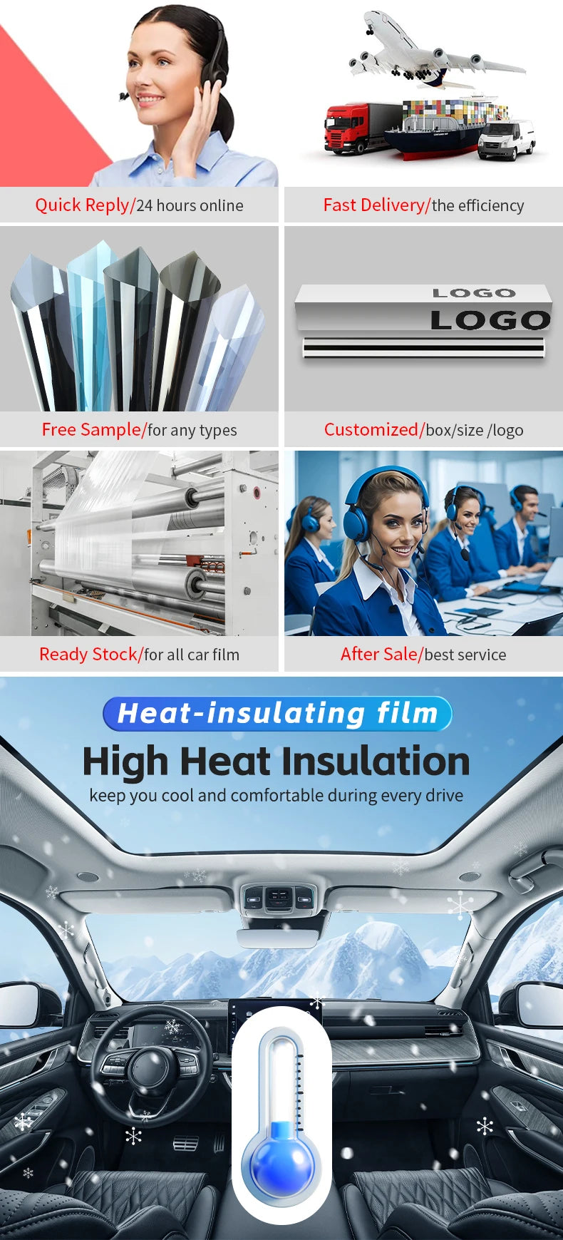 LLuamr Nano Ceramic PET Car Window Film 1.52X30M 99% UV Blocking Cuttable for Auto Tinting Heat Rejection Sun Control Tint