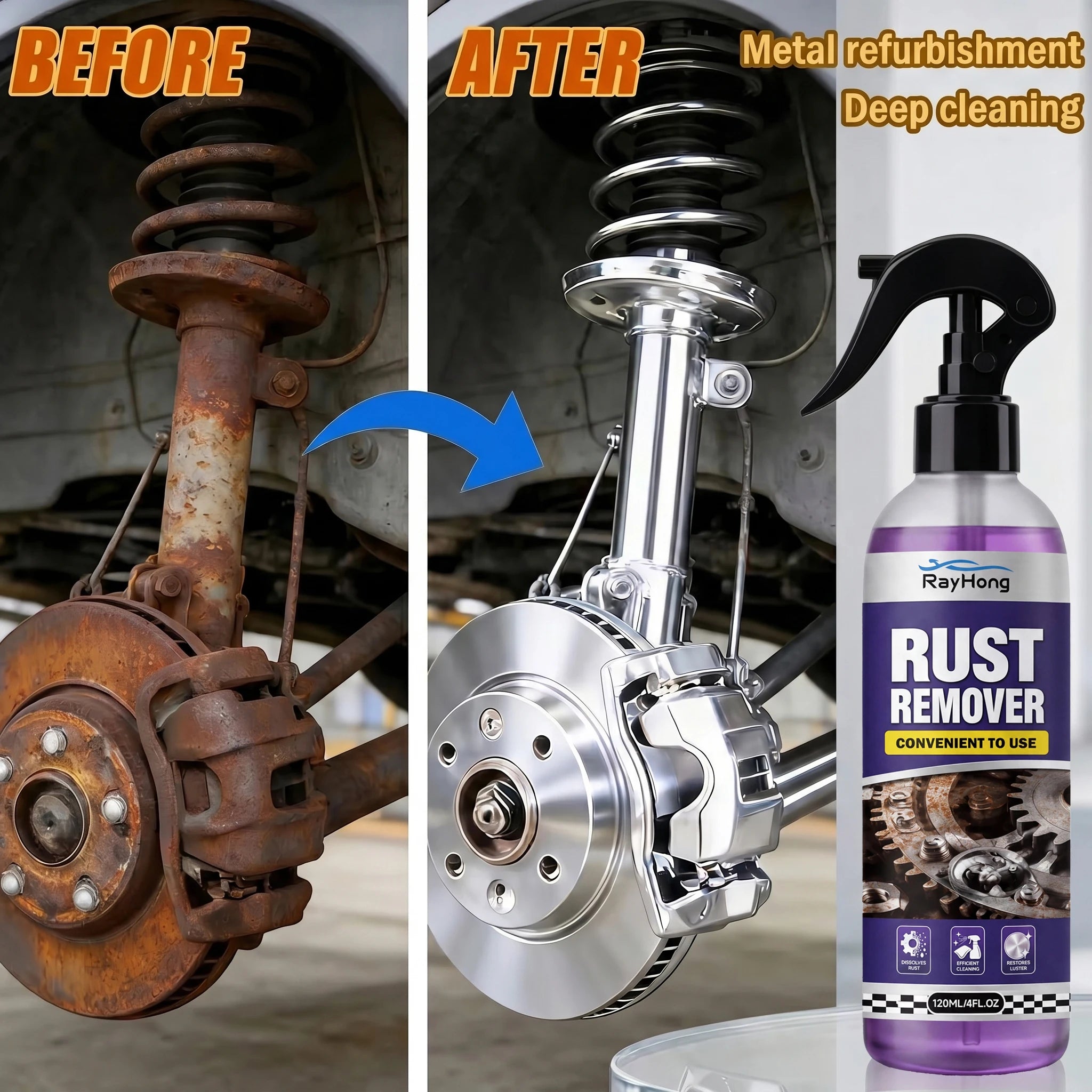 2026 NEW Long Lasting Anti-Rust Spray For Car Metal Surfaces Effective Rust Removal Agent For Wheels Brake Drums Tools 1-22