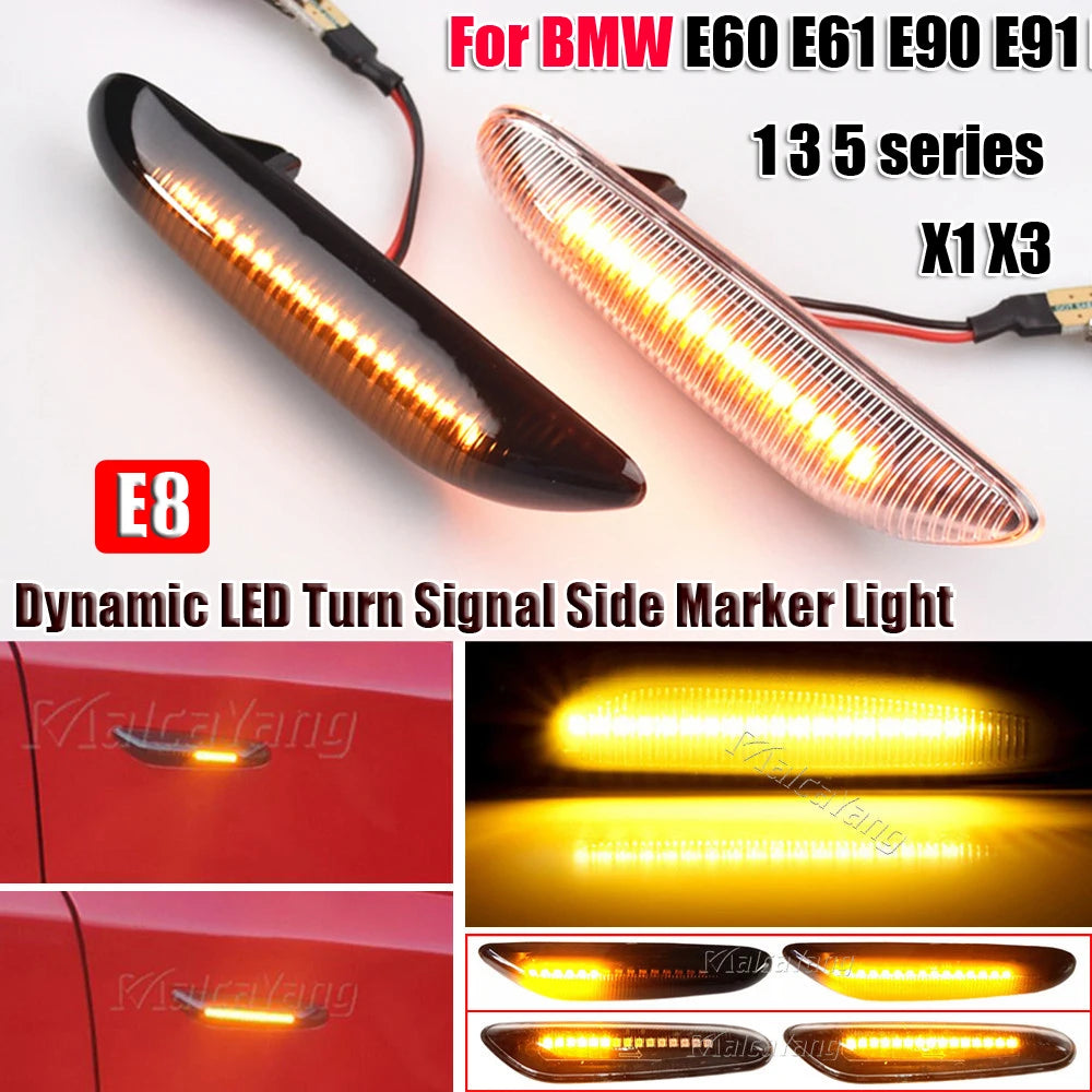 Dynamic LED Turn Signal Light Side Marker For BMW E60 E61 E90 E91 E87 E81 E83 E84 E88 E92 E93 E82 E46 1 3 5 Series X1 X3 2004