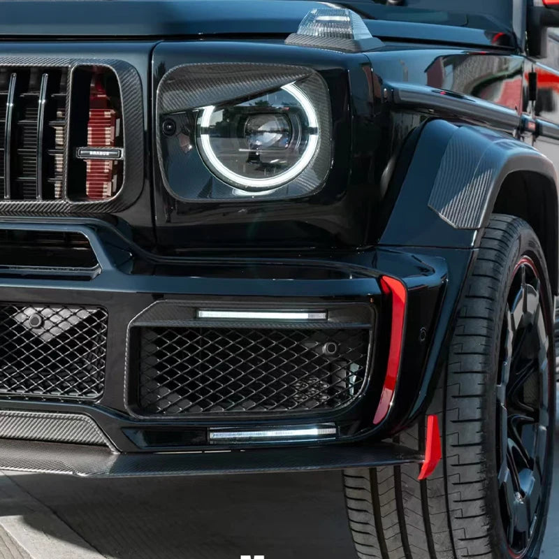 B style dry carbon Fog light cover For Mercedes-Benz W464 G-Class G63 Front Bumper Fog Vent Covers  Car Trim with LED