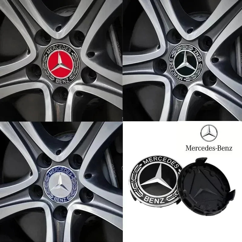 4 Pieces/Set Mercedes Benz AMG Wheel Center Hub Caps 75mm Diameter with Embossed Benz Emblem Tire Rim Covers for W203 W206 W220