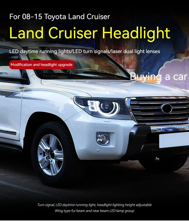 FT Car Lights For Toyota Land Cruiser LC200 2007-2015 LED Projetor Headlamp Daytime Running Light Automotive Accessories