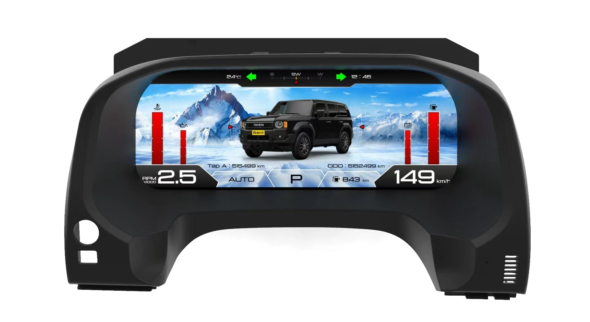 12.3“ Car LCD Digital Cluster For Toyota Prado 2010-2017 2018-2023 Dashboard Virtual Cockpit Instrument Auto Speed Meter Screen