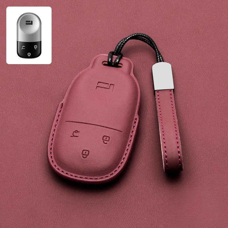 For BAIC JISHI Polestones 01 Rox 2024 2025 2026 Car Leather Key Fob Cover Remote Case Cover Car Keychain Holder Bag Accessories