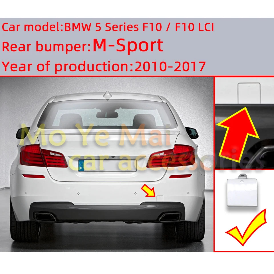 Car Rear Bumper Tow Hauling Hook Cover Cap For BMW 5 Series 2010-2017 F10 F11 LCI M-SPORT #51128048592 M5 518d 520d 528iX 535dX