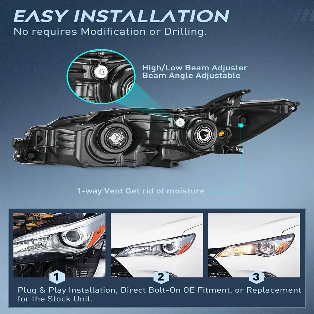 Left/Right Front Headlight Assembly For Toyota Camry 2015 2016 2017