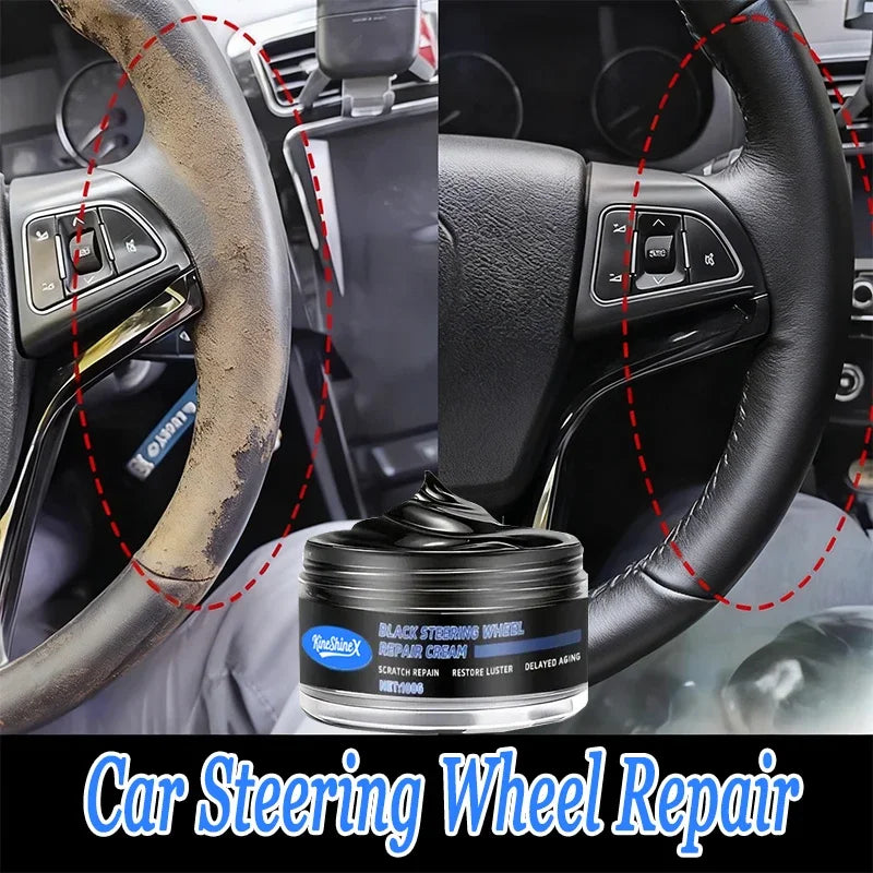 Car Steering Wheel Restoration Paste Black Plastic Parts Coating Enhanced Shine Restores Cracks Remove Scratches And Oxidation