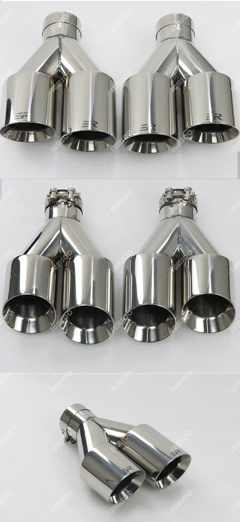 ER 1 PCS Exhaust Tip Car Modify Double Outlet Exhaust Pipe Nozzle Decoration Stainless Tail Pipes Muffler