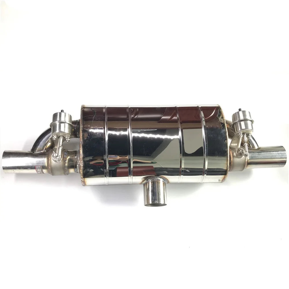 Universal T shape Exhaust Muffler Double Outlet One Inlet Dump Valve Exhaust Cutout With Remote Controller Set 51MM 63MM 76MM
