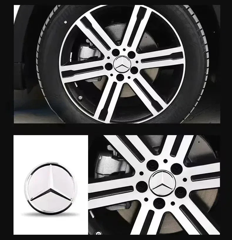 4 Pieces/Set Mercedes Benz AMG Wheel Center Hub Caps 75mm Diameter with Embossed Benz Emblem Tire Rim Covers for W203 W206 W220