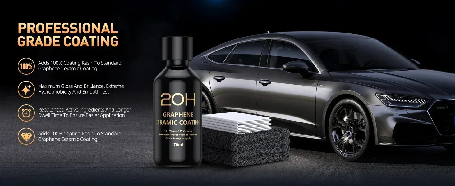 Graphene Ceramic Coating 20H/12H with Self Healing and UV Track Technology Car Detailing Professionals 10+ Years of Protection