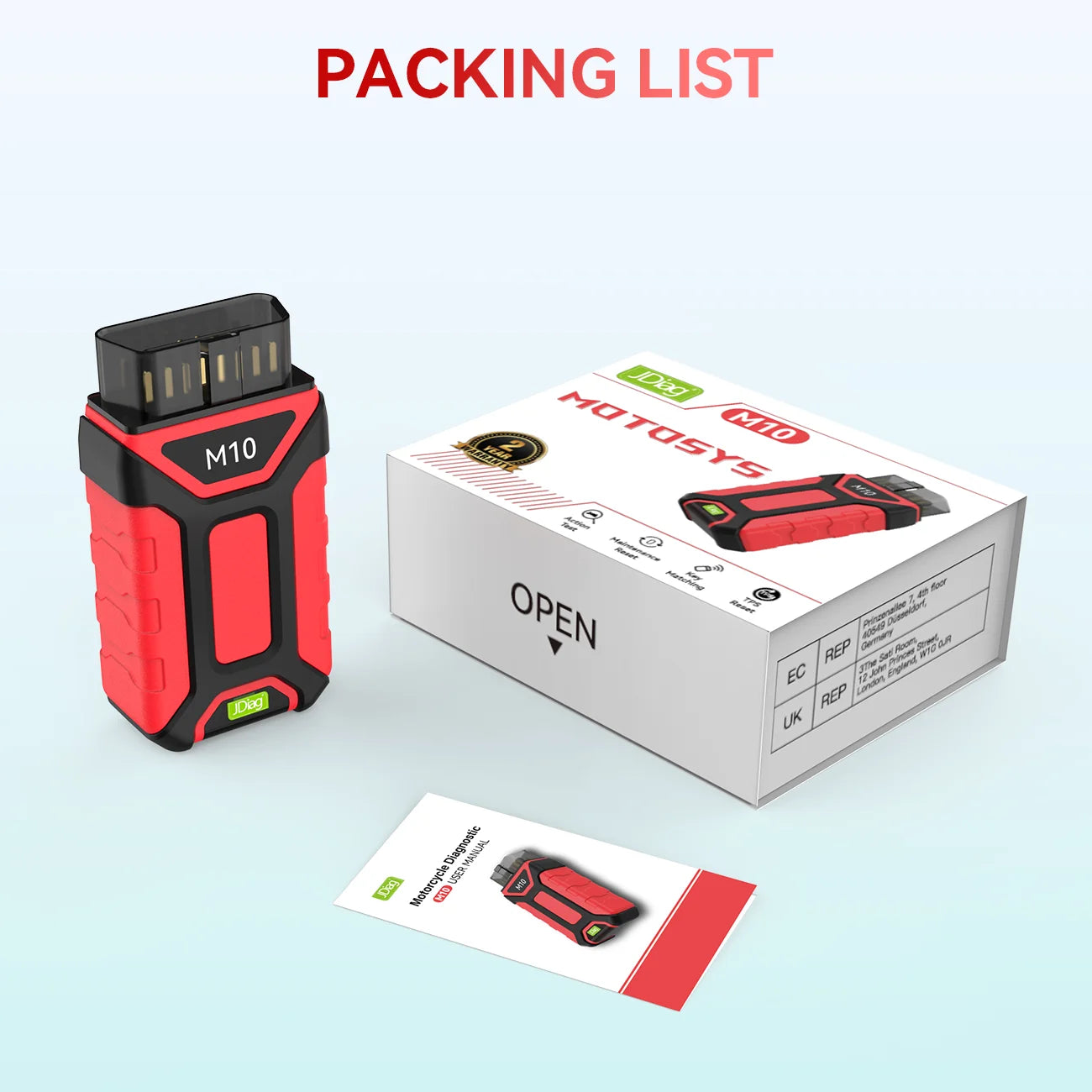 Jdiag M10 Bluetooth OBD2 Scanner Diagnostic Motorcycle Oil Ret TPS Service Reset ABS Coding CO Idle For BMW Harley Ducati KTM
