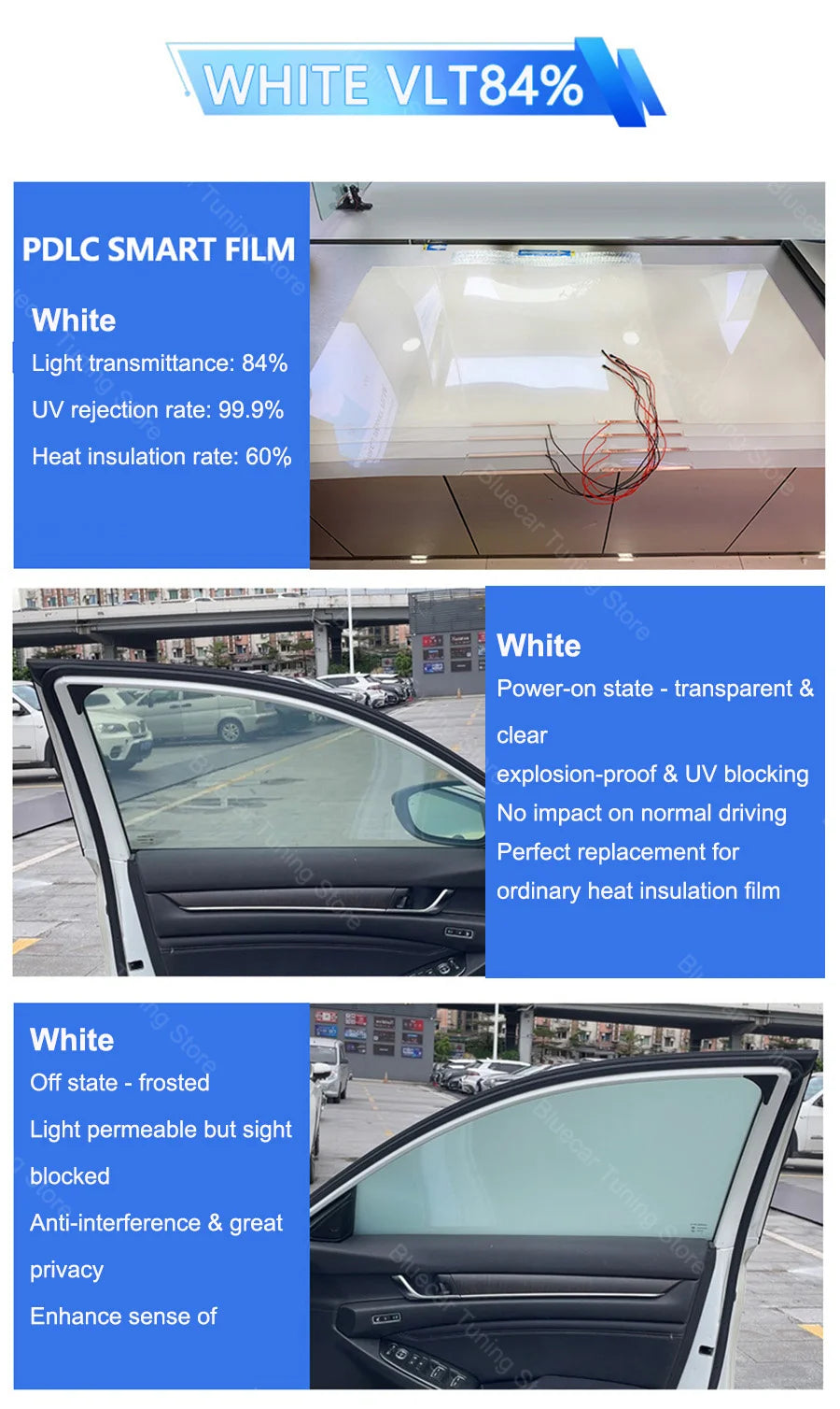Automotive PDLC Smart Film for Car Windows | Switchable Privacy Glass Tint | Electric Smart Tint Film