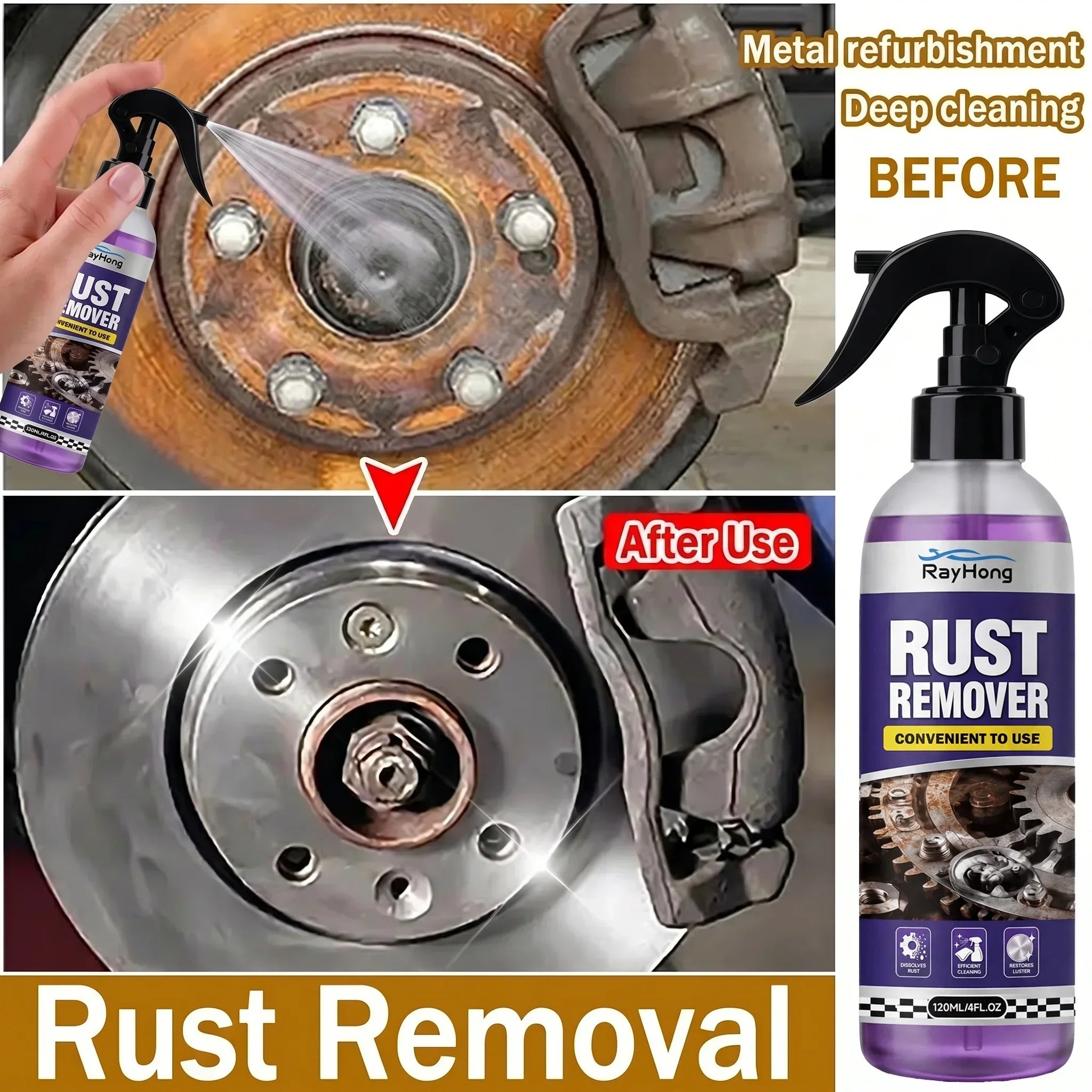 2026 NEW Long Lasting Anti-Rust Spray For Car Metal Surfaces Effective Rust Removal Agent For Wheels Brake Drums Tools 1-22