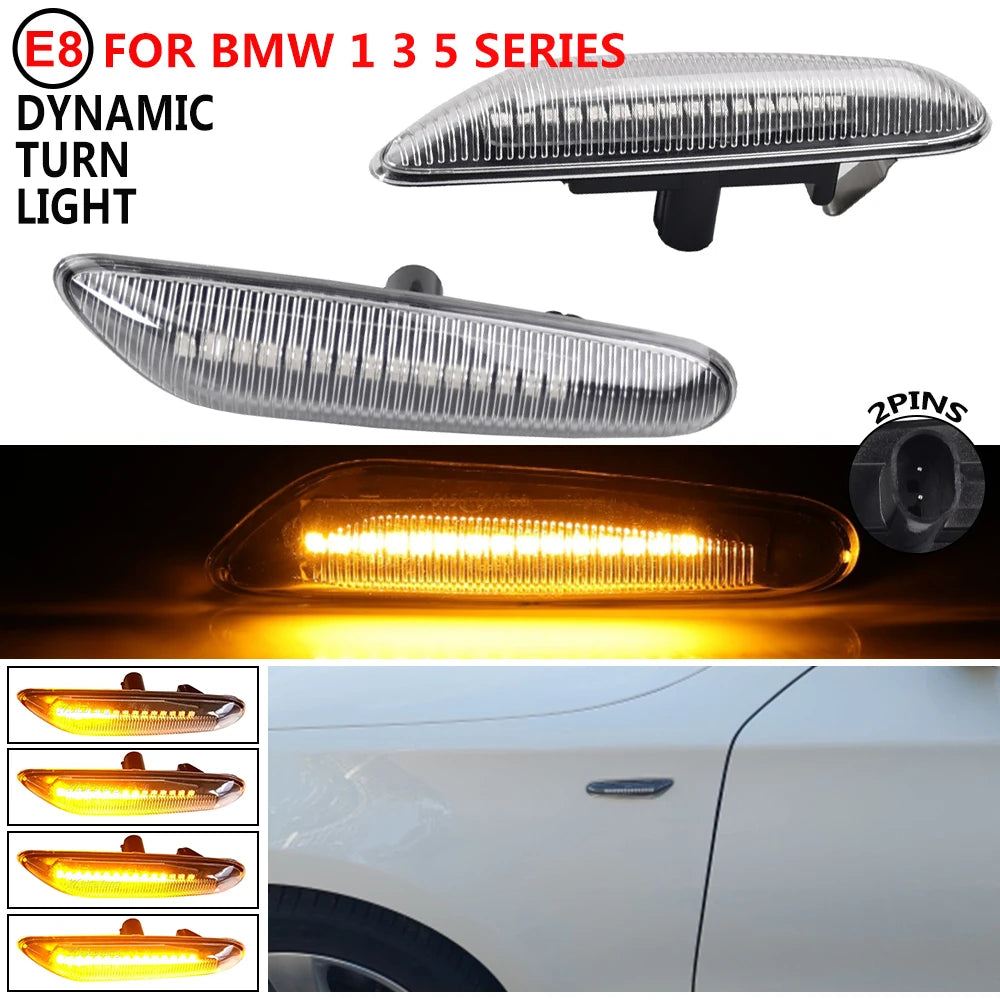 Dynamic LED Turn Signal Light Side Marker For BMW E60 E61 E90 E91 E87 E81 E83 E84 E88 E92 E93 E82 E46 1 3 5 Series X1 X3 2004