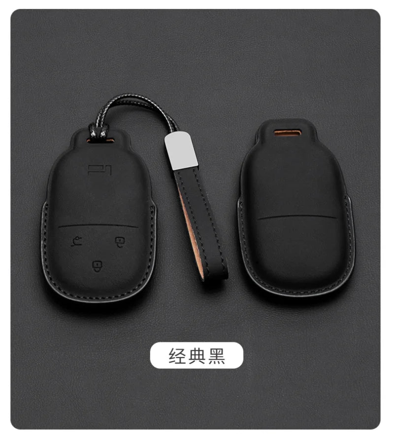For BAIC JISHI Polestones 01 Rox 2024 2025 2026 Car Leather Key Fob Cover Remote Case Cover Car Keychain Holder Bag Accessories