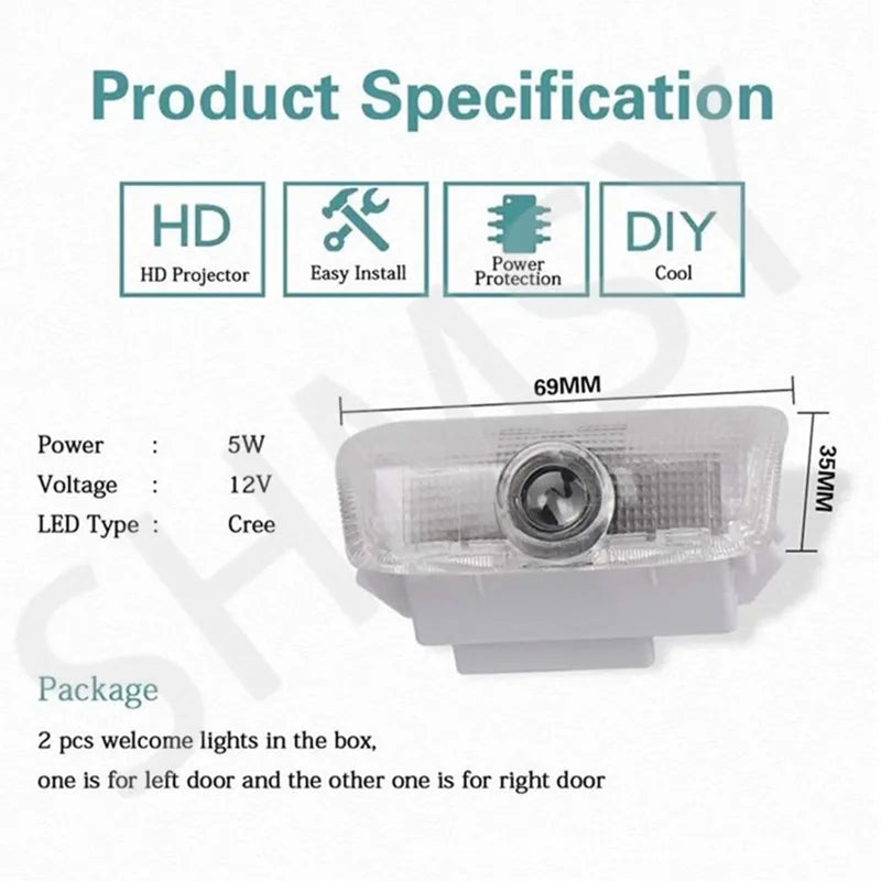 2PCS LED Car Door Projector Shadow Ghost Welcome Light Logo Lamps For Patrol Y62 2013-2017 2018 2019 2020 2021 Auto Accessories