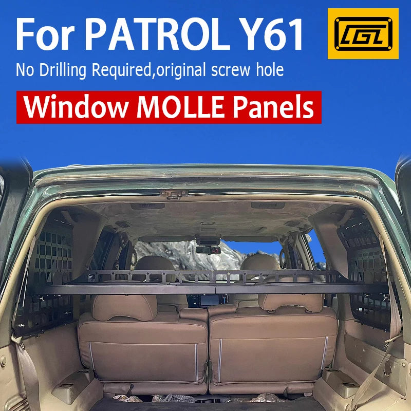 For Nissan Patrol Y61 1997-2016 5dr Accessories Storage Panel Rear Trunk Debris Rack Car-Styling MOLLE Storage Panel Organizer