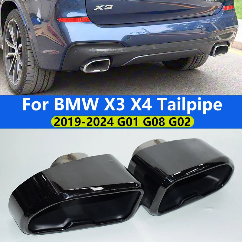 for 2018-2023 BMW X3 X4 G01 G08 G02 Exhaust Upgrade M40i Square Black Stainless Steel Muffler Tip Tailpipe Exhaust Tip