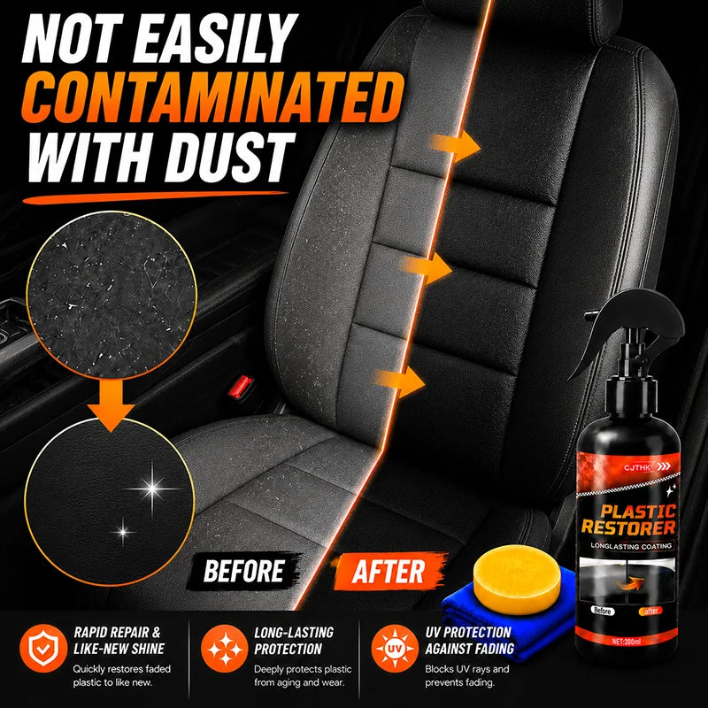 Car Plastic Restorer Leather Rubber Restore Back To Black Gloss Plastic Renovator Longlasting Coating Wax Polish Cleaning Liquid
