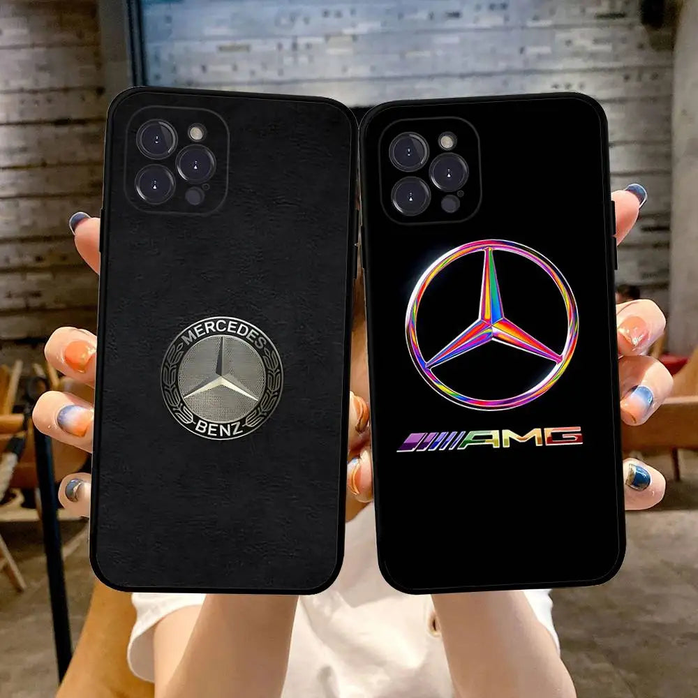 Car M-Mercedes-Ben-z-Backs Phone Case For Iphone 17 16 15 14 13 12 11 Pro Max Plus Black Shell Cover Case