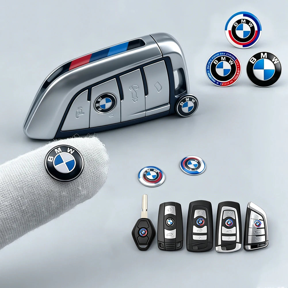 11/14mm 3D Aluminum Car Key Logo Emblem Decor Sticker Accessories For BMW E90 G80 M3 G30 M5 F82 F83 F20 F21 G42 F95 F96 G06 G07