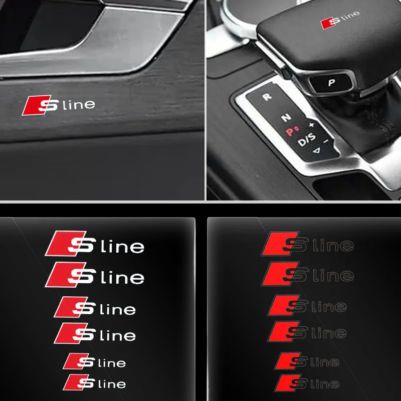 6pcs Car Goods Brake Caliper Badge Sticker Decoration Stickers Decal For Audis Sline TT A1 A2 A3 A4 A5 A6 A7 A8 8P B6 B7 Decals