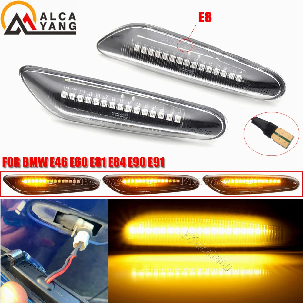 Sequential Flashing LED Turn Signal Side Marker Light For BMW E60 E61 E90 E91 E87 E81 E83 E84 E88 E92 E93 E82 E46 1 3 5 Series