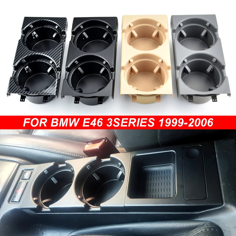 New Double Hole Car Styling Front Center Console Storage Box Coin + Cup Holder For Bmw 3 Series E46 323i 318I 98-06 51168217953