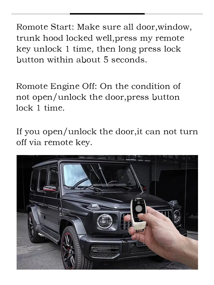 For G W463 G65 G55 G63 G500 G550 Year 2013-2018 Upgrade Keyless Start Keyless GO Remote Start Car Accessories