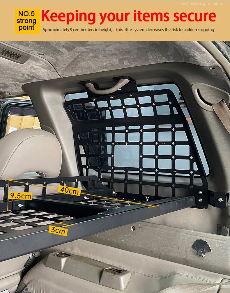 For Nissan Patrol Y61 1997-2016 5dr Accessories Storage Panel Rear Trunk Debris Rack Car-Styling MOLLE Storage Panel Organizer