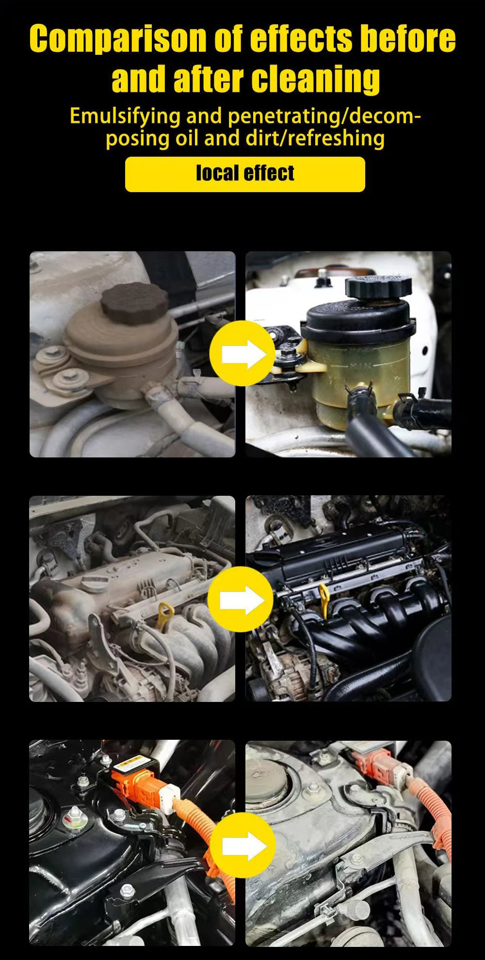 Car Engine Compartment Cleaning Agent, No Water Wash Oil Stain Remover, Deep Rust Removal and Cleaning/c.