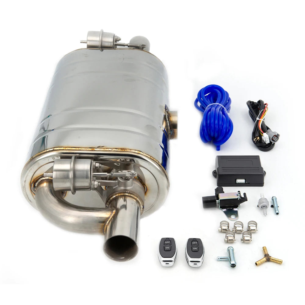 Universal T shape Exhaust Muffler Double Outlet One Inlet Dump Valve Exhaust Cutout With Remote Controller Set 51MM 63MM 76MM