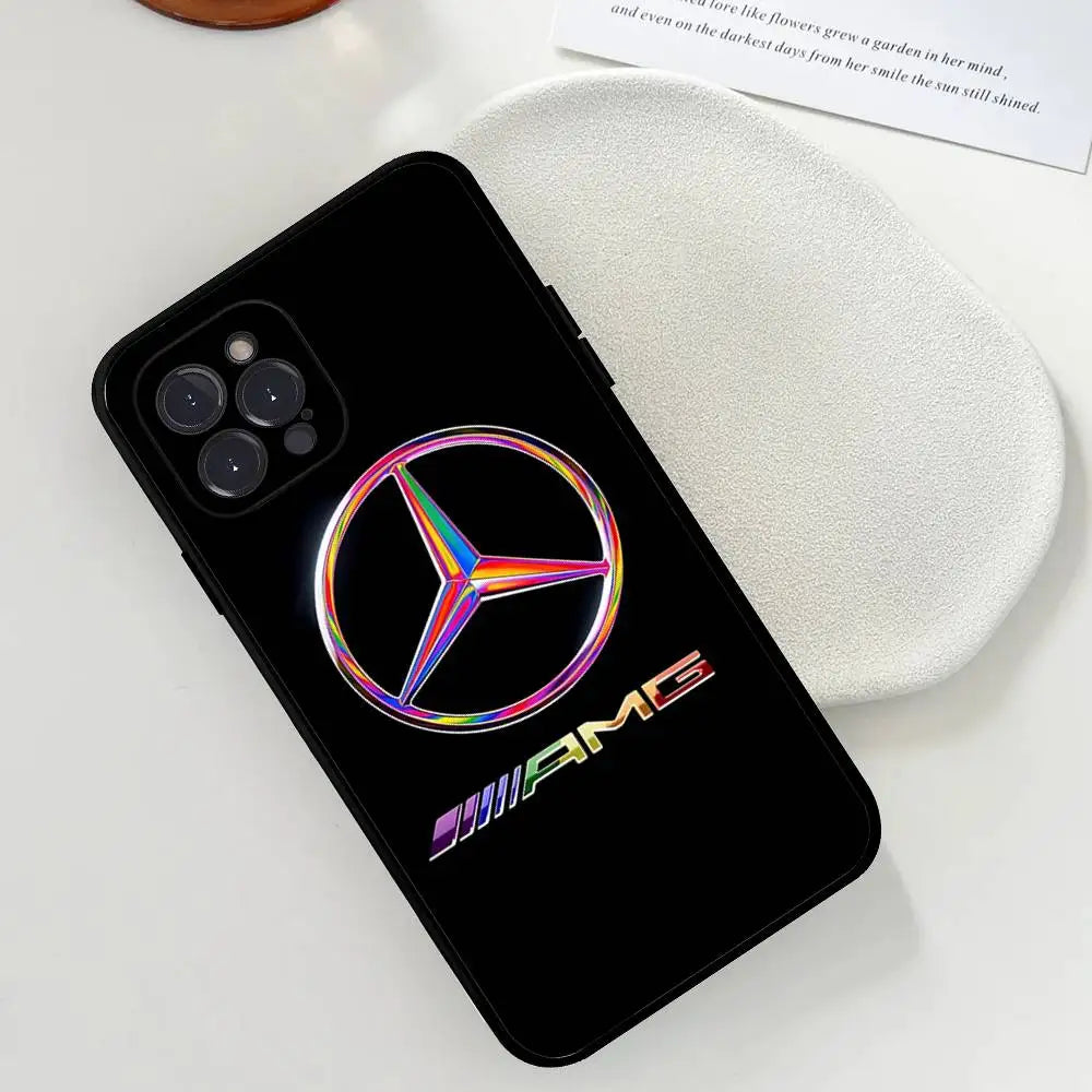 Car M-Mercedes-Ben-z-Backs Phone Case For Iphone 17 16 15 14 13 12 11 Pro Max Plus Black Shell Cover Case