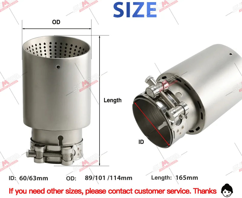 Genuine SUMSOO 1 PCS Matte 304 Stainless Steel Car Muffler Tip Exhaust Tip System Pipe Universal Exhaust Tip