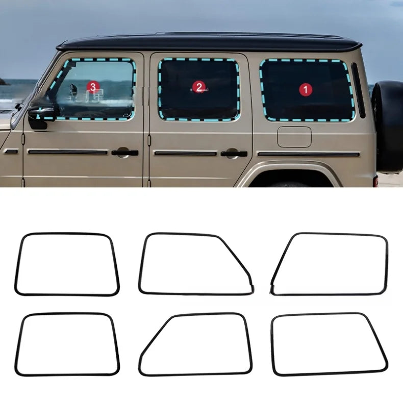 2018-2025 For Mercedes-benz G-class Window Trim Modification Blackened Door Frame Chrome Decorative Protective Strip
