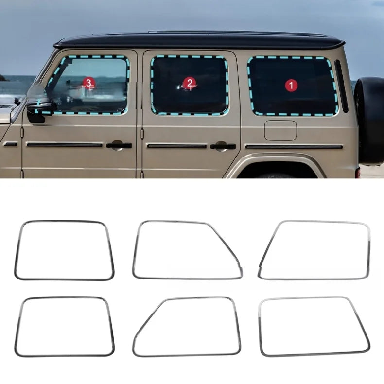 2018-2025 For Mercedes-benz G-class Window Trim Modification Blackened Door Frame Chrome Decorative Protective Strip