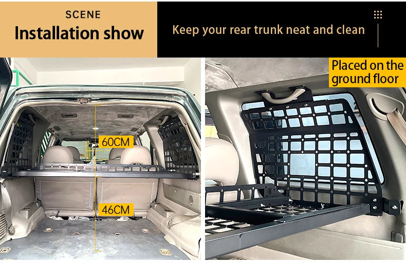 For Nissan Patrol Y61 1997-2016 5dr Accessories Storage Panel Rear Trunk Debris Rack Car-Styling MOLLE Storage Panel Organizer