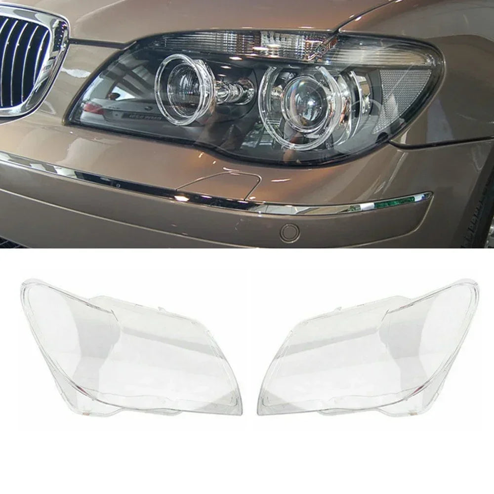 1Pair Car Styling Headlight Clear Cover Front Headlamp Lens Clear Lamp Cover Shell For BMW 7 Series E65 E66 2005-2008