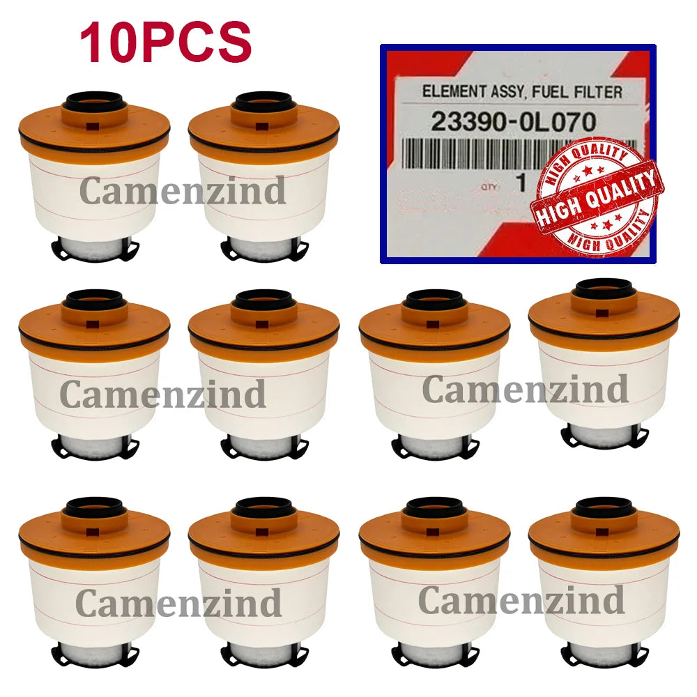 10Pcs Fuel Diesel Filter Element Kit 23390-0L070 23390-0L090 233900L070 233900L090 for Toyota Hilux Revo SR5 M70 M80 2015 2016