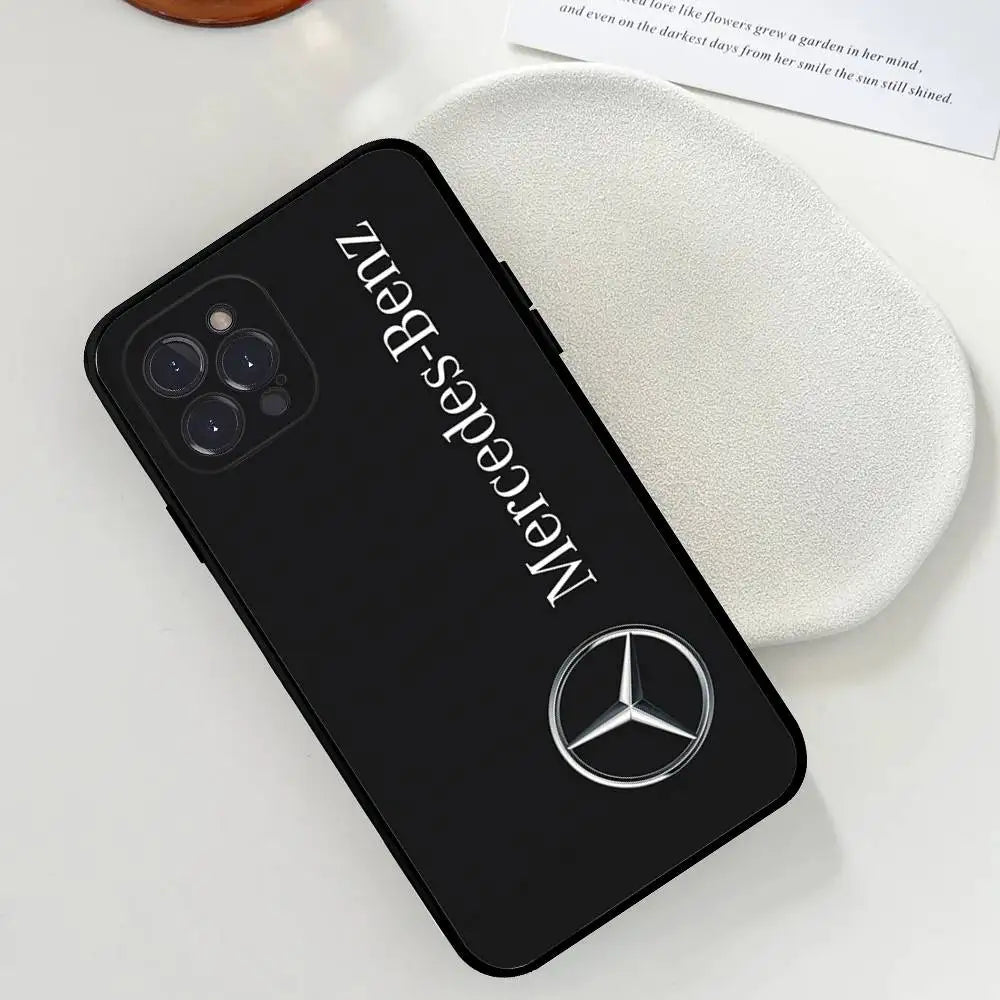 Car M-Mercedes-Ben-z-Backs Phone Case For Iphone 17 16 15 14 13 12 11 Pro Max Plus Black Shell Cover Case