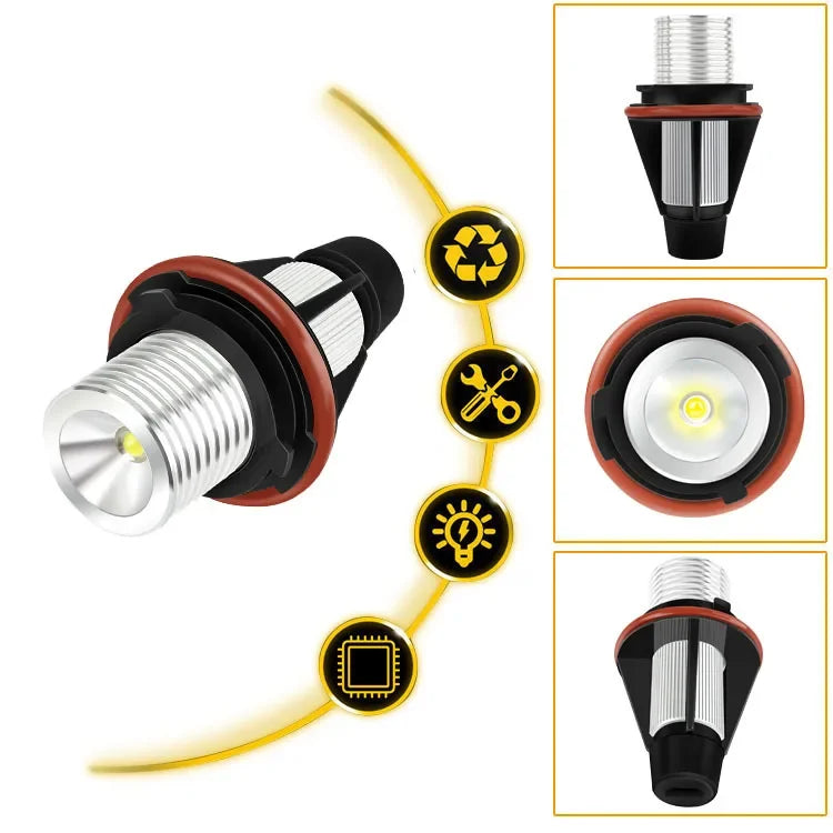 2PCS LED Angel Eyes Marker Lights Bulbs Lamp For BMW E87 E39 M5 E60 E61 E63 E64 M6 E65 E66 E83 X3 E53 X5 2000-2008 White Bright