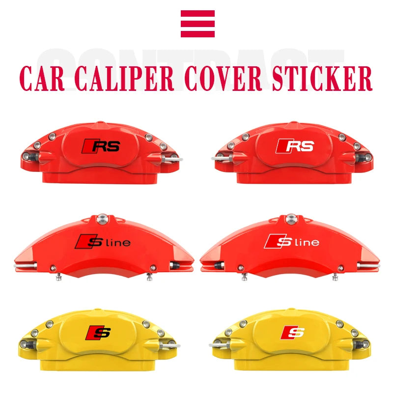 6Pcs PVC Car Brake Caliper Sticker Heat Resistant Decals Auto Accessories for Audi S Line A1 A3 A4 A6 A7 Q3 Q5 Q7 RS3 RS4 S3 S4